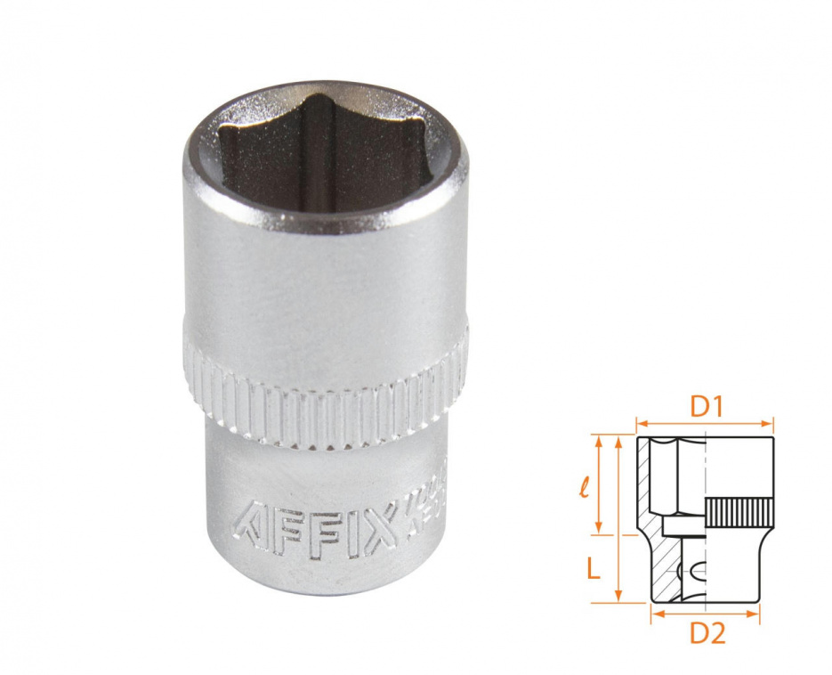 Головка торцевая стандартная шестигранная 1/4", 11 мм AFFIX AF00020011